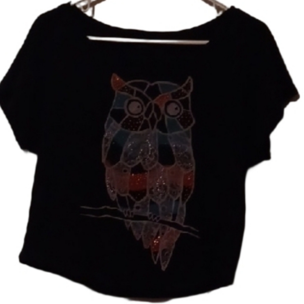 -- The Classic Black Owl Graphic T-Shirt Women's Size Small